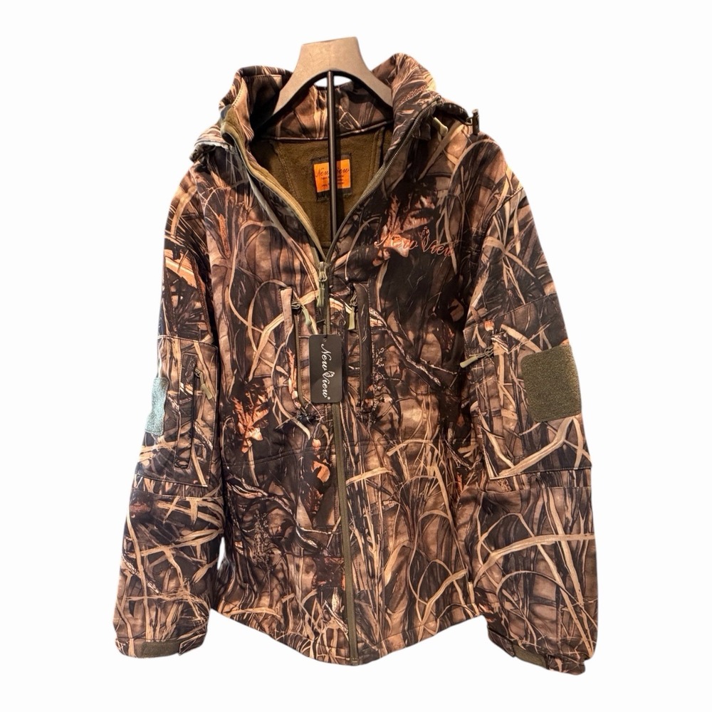 NewView Hunting Jacket 2XL Hooded Camo Fleece Lined Waterproof NWT Softshell